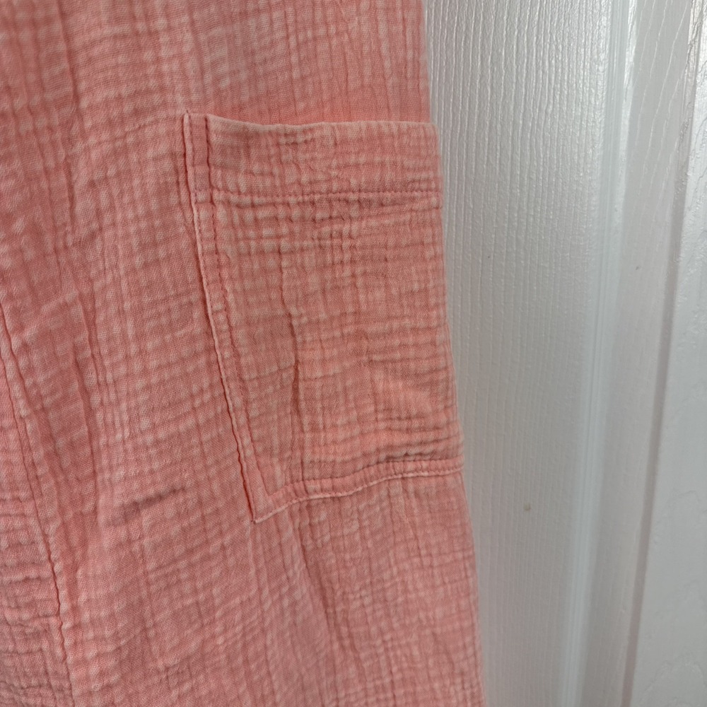 Zenana Coral Washed Double Gauze Wide Leg Overalls Size Large NWOT BOHO - Picture 4 of 12